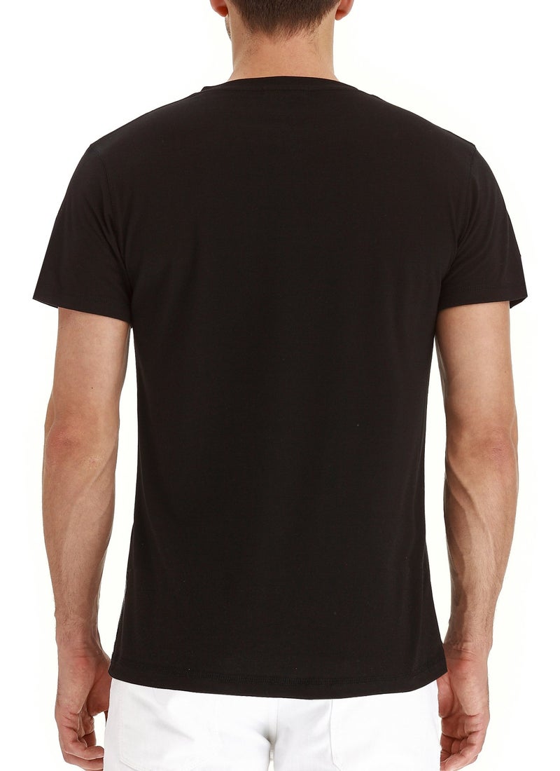NITAGUT Mens Fashion Casual Front Placket Basic Short Sleeve Henley T-Shirts (2XL, 02 Black) - Image 3